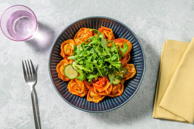 Spinach and Ricotta Tortelloni in Veggie 'Nduja Sauce