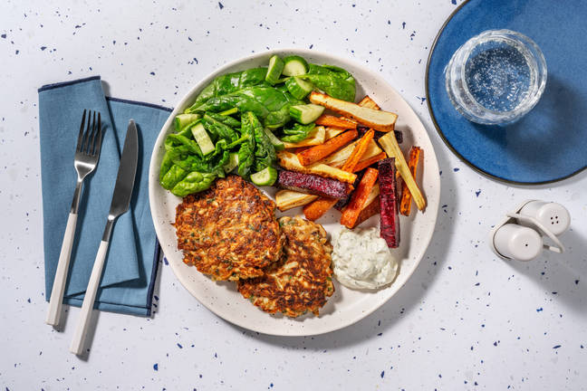 Rotsellerifritters och regnsbågspommes