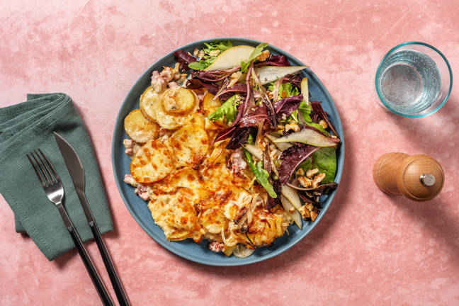 Gratineret bacon- og gruyere-tartiflette