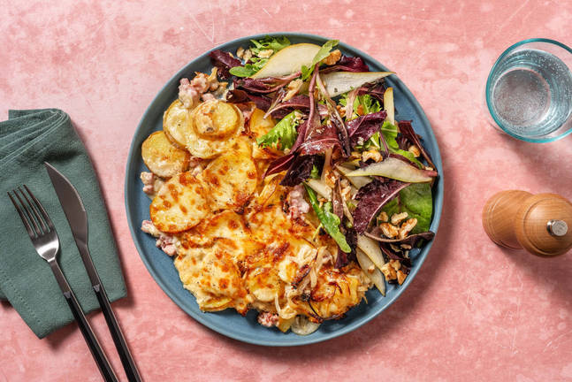 Tartiflettegratäng på bacon och gruyère