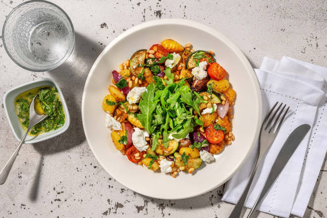 Medelhavskryddad gyllenrostad gnocchi