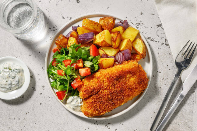 Panko- och harissapanerad sej