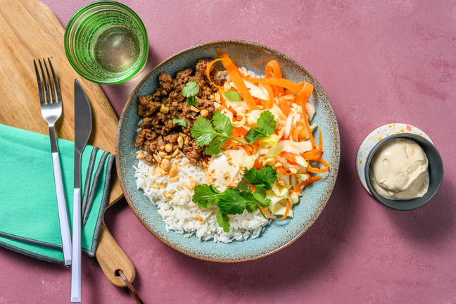 Nem koreansk svine- og kalvekødsbowl