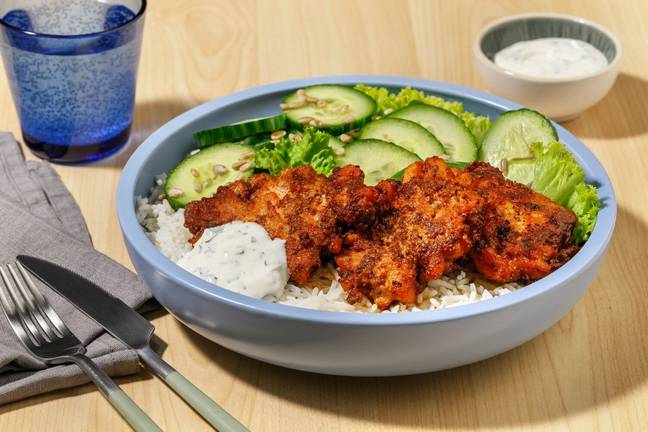 Harissakryddade koljafiskkakor och ris