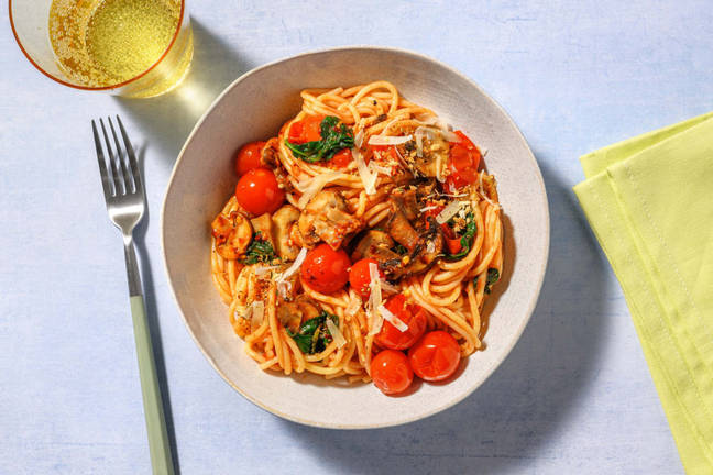 Spaghetti met Parmigiano-pankotopping