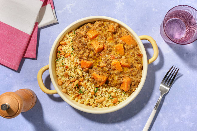 Afrikansk krydret peanut- og linsegryde