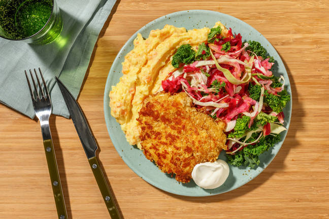 Cheddarpanerad kyckling och citrondressing