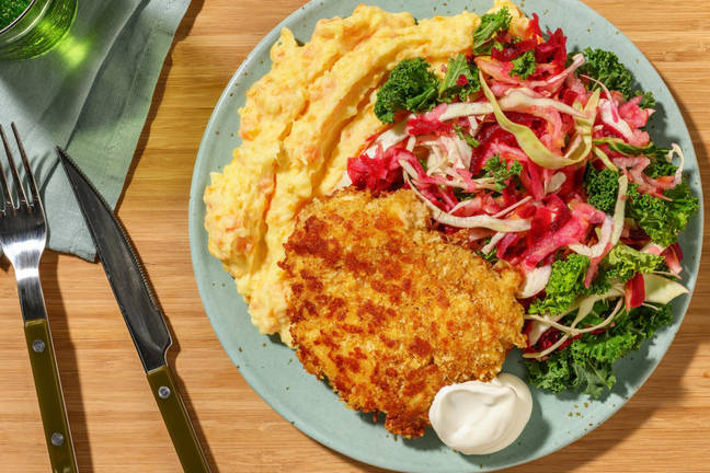 Cheddarpanerad kyckling och citrondressing