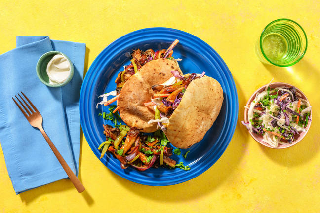 Pitas au portobello poêlé sauce BBQ et aïoli