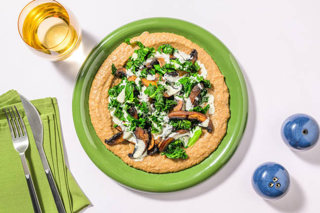 Funghi Portobello arrosto su purè di lenticchie