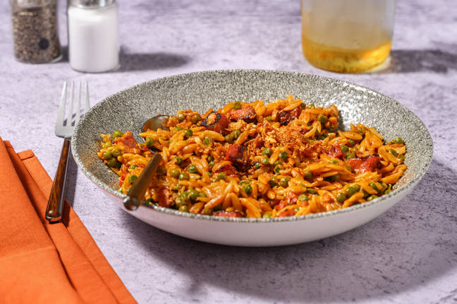 Creamy Cajun Spiced Chorizo and Leek Orzo