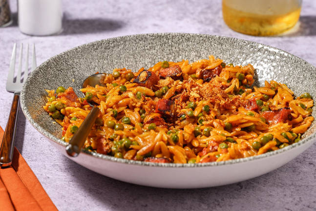 Creamy Cajun Spiced Chorizo and Leek Orzo
