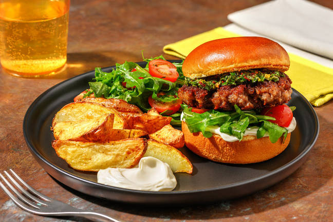 Chimichurri Burger mit käsigem Rindshack