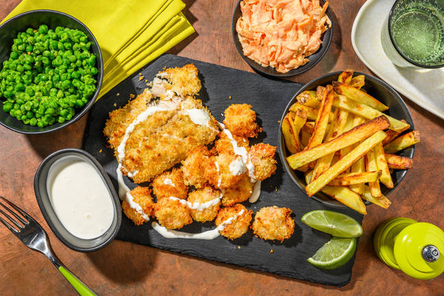 Panko Crusted Prawns and Basa