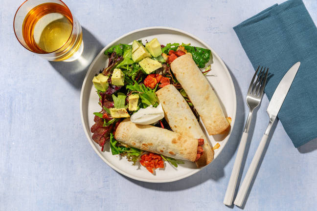 Quick Cheesy Harissa Chickpea Taquitos