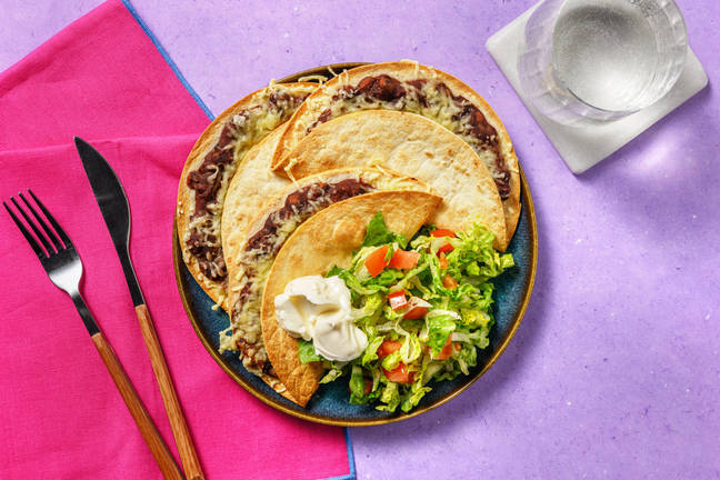 Cheesy Gochujang Black Bean Quesadillas