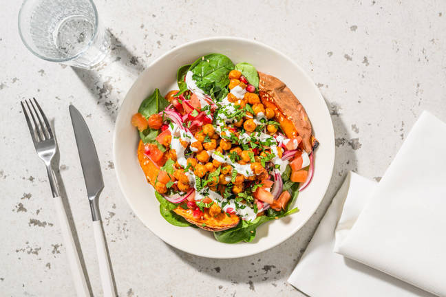 Søtpotet og masalakrydrede kikerter