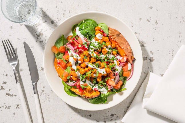 Søtpotet og masalakrydrede kikerter