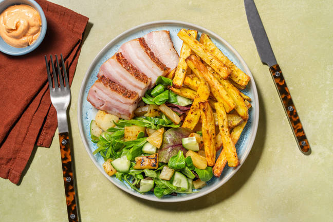 Roast Pork Belly & Pre-Prepped Jerk Fries