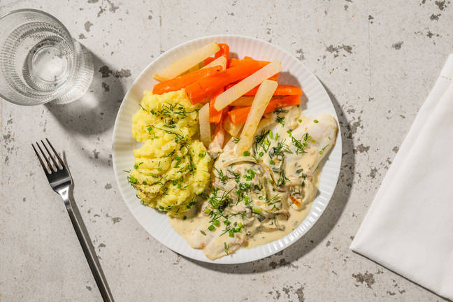 Fischfilet mit Ravigote-Soße und Kohlrabi