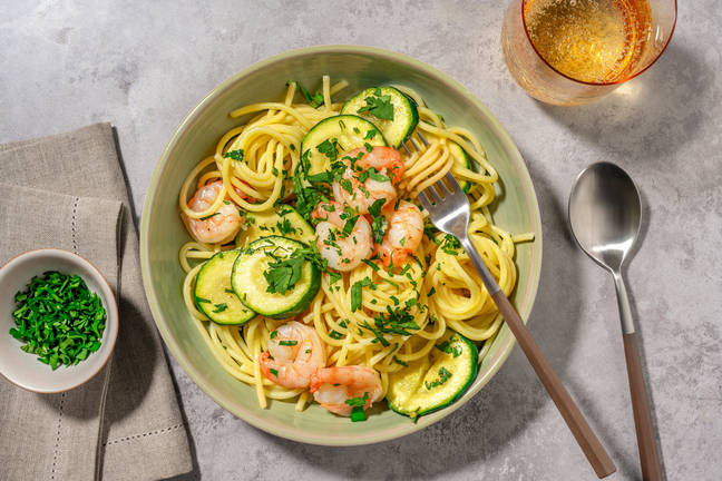 Spaghetti aglio olio e scampi