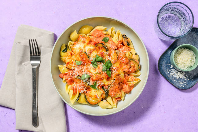 Conchiglie & gratin courgette-mozza