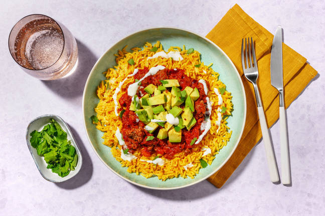 Porc à la mexicaine & riz au curcuma