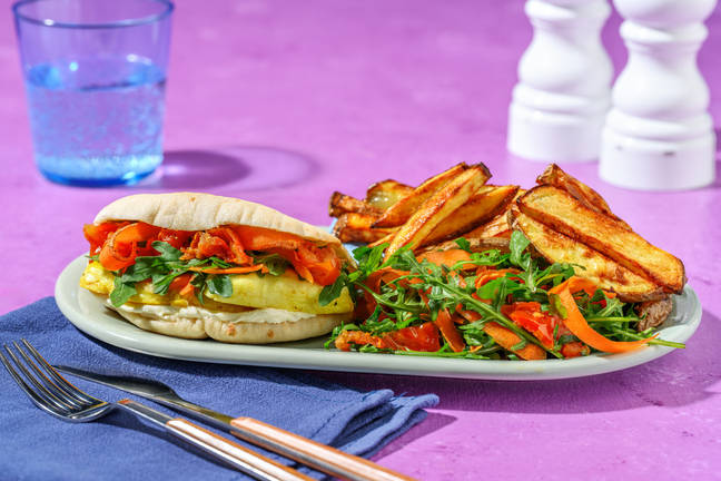 Stekt halloumi i pitabröd 