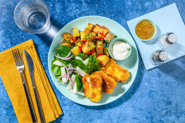 Indisk paneret halloumi