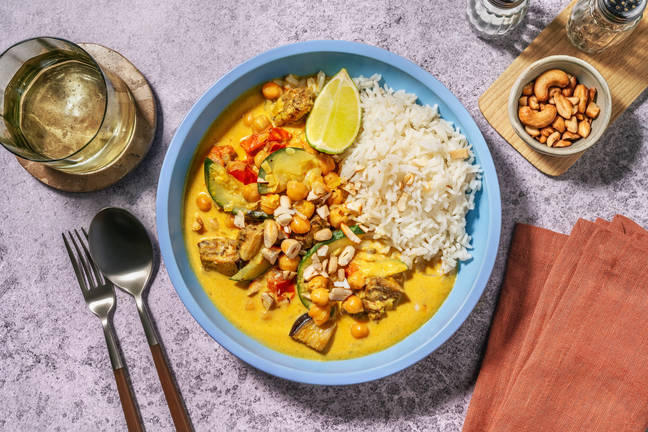 Curry d'aubergine, courgette & pois chiches
