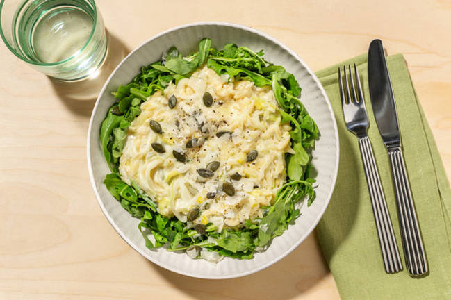 One pot : orzotto, parmesan AOP & poireau