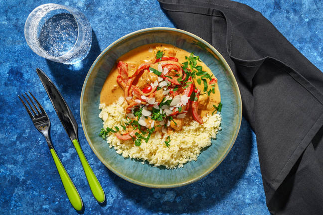 Mijoté crémeux de poulet aux abricots & amandes