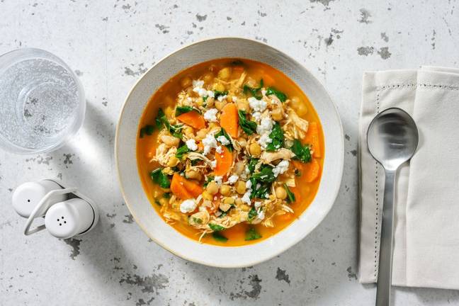 Soupe de poulet au cumin & épinards