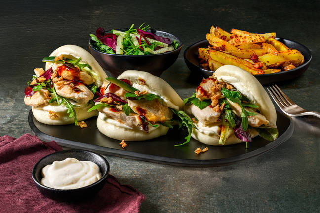 Hoisin Chicken Baos & Chilli-Bacon Fries