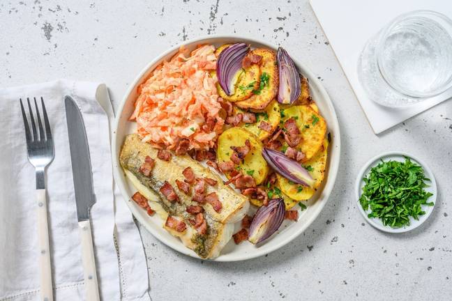 Fischfilet Finkenwerder Art mit Speck