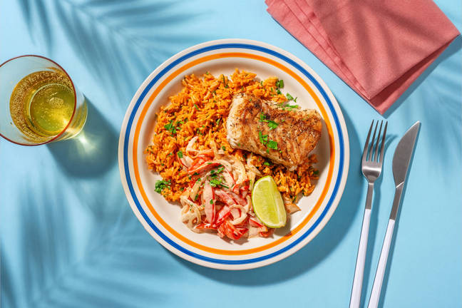Lieu à la jamaïcaine, persil & riz pilaf