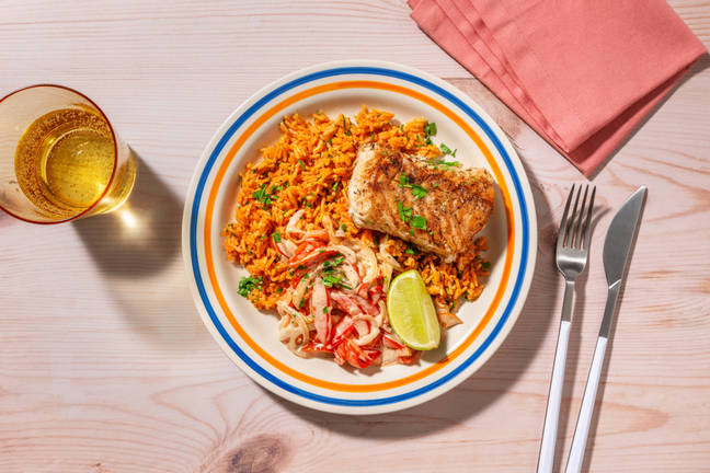 Lieu à la jamaïcaine, persil & riz pilaf