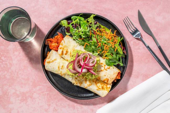 Taquitos porc haché, guacamole & gouda