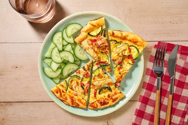 Tarte rustique camembert, lardons & courgette