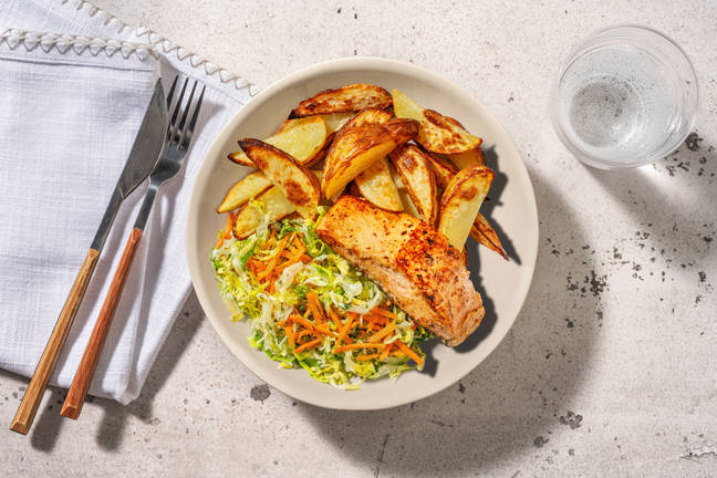 Saumon poêlé, potatoes & sa salade scandinave