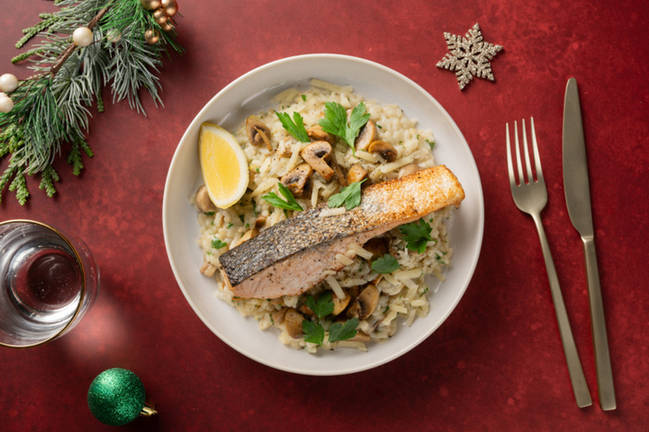 Saumon snacké, persil & risotto gourmand