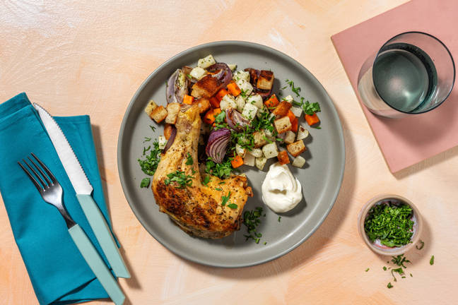 Cuisse de poulet & légumes racines