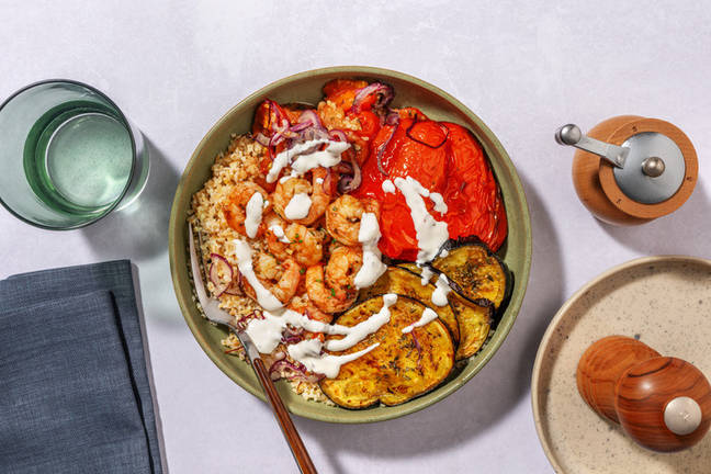 Scampi's met rozemarijn en gegrilde groenten