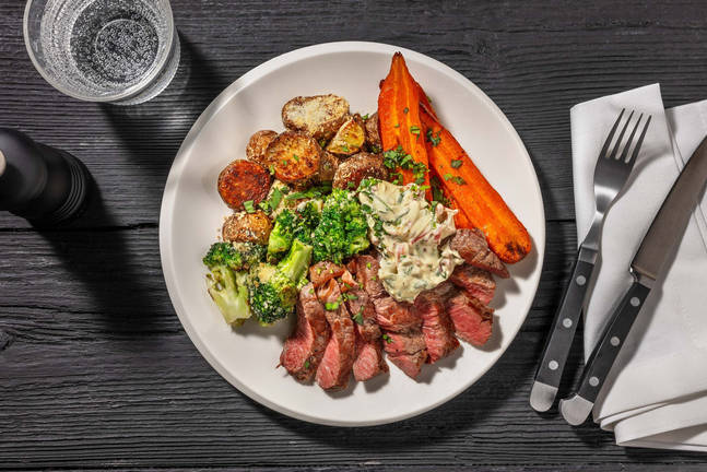 Stegt rumpsteak og estragondip