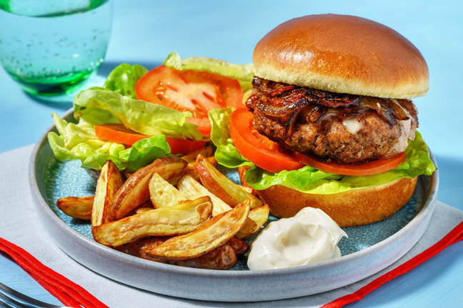 Cheeseburger on Brioche with Potato Wedges