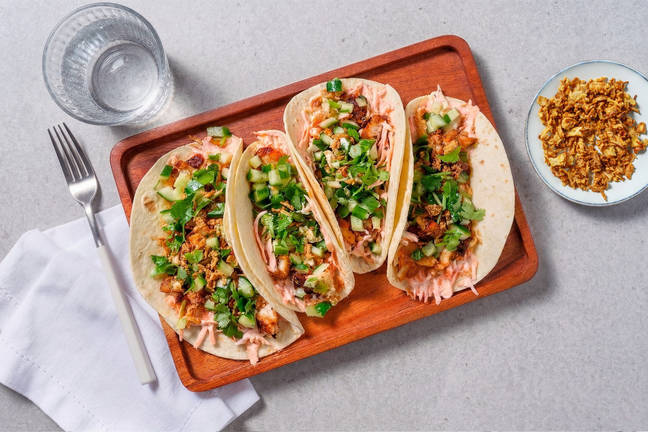 Tacos fusion au cabillaud sauce hoisin