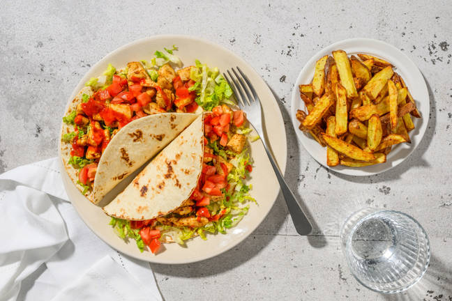 Mexican Inspired Chicken Tacos and Chips