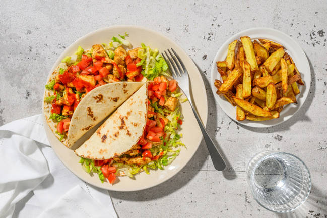 Mexican Inspired Chicken Tacos and Chips