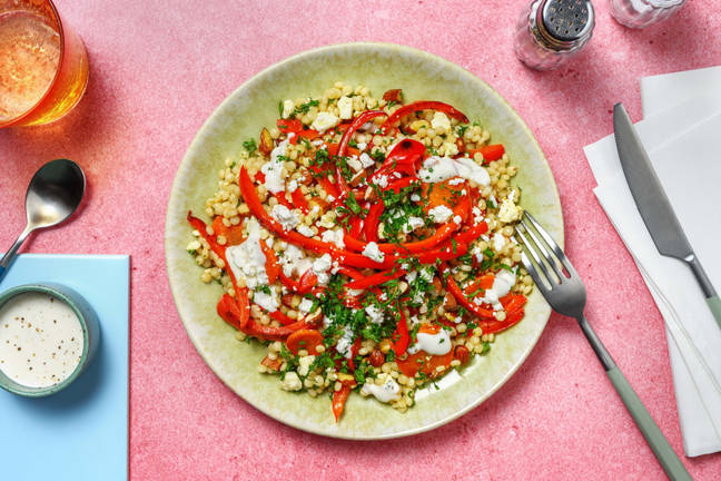 Giant Couscous with Greek-Style Cheese & Yogurt Sauce
