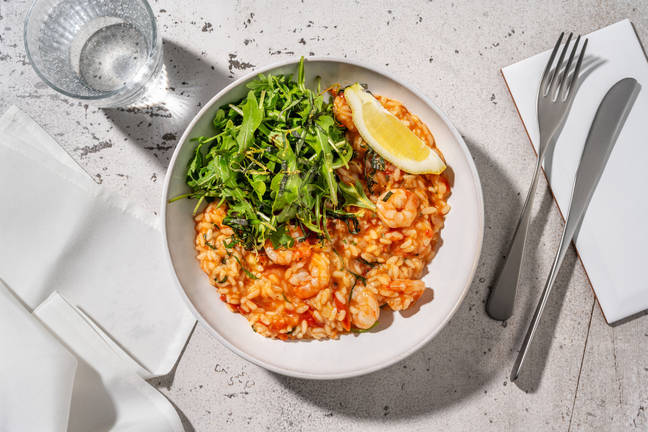Risotto à la tomate et aux crevettes